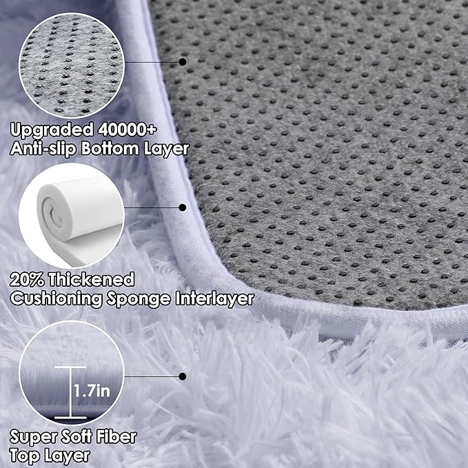 ONASAR White 8x10 Area Rugs for Living Room, Large Fluffy Shag Bedroom Rug - Image 3