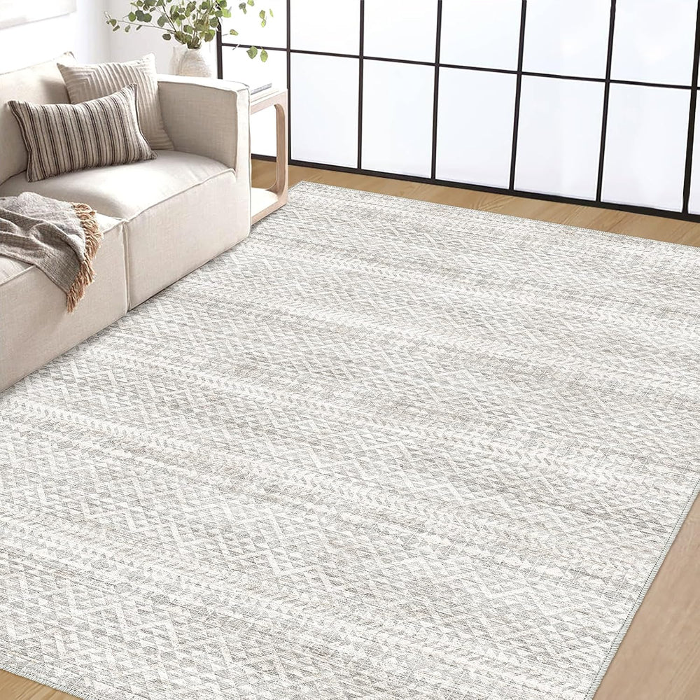 5'x7' Machine Washable Abstract Design Area Rug, Non Slip, Stain Resi...