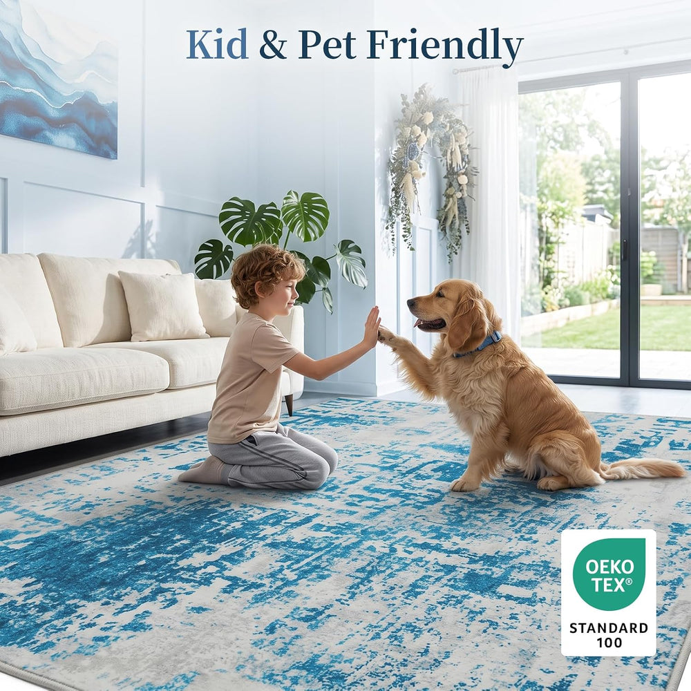 Warmstar 8×10 Area Rug for Living Room,Washable Abstract Area Rug Non-Slip TP...