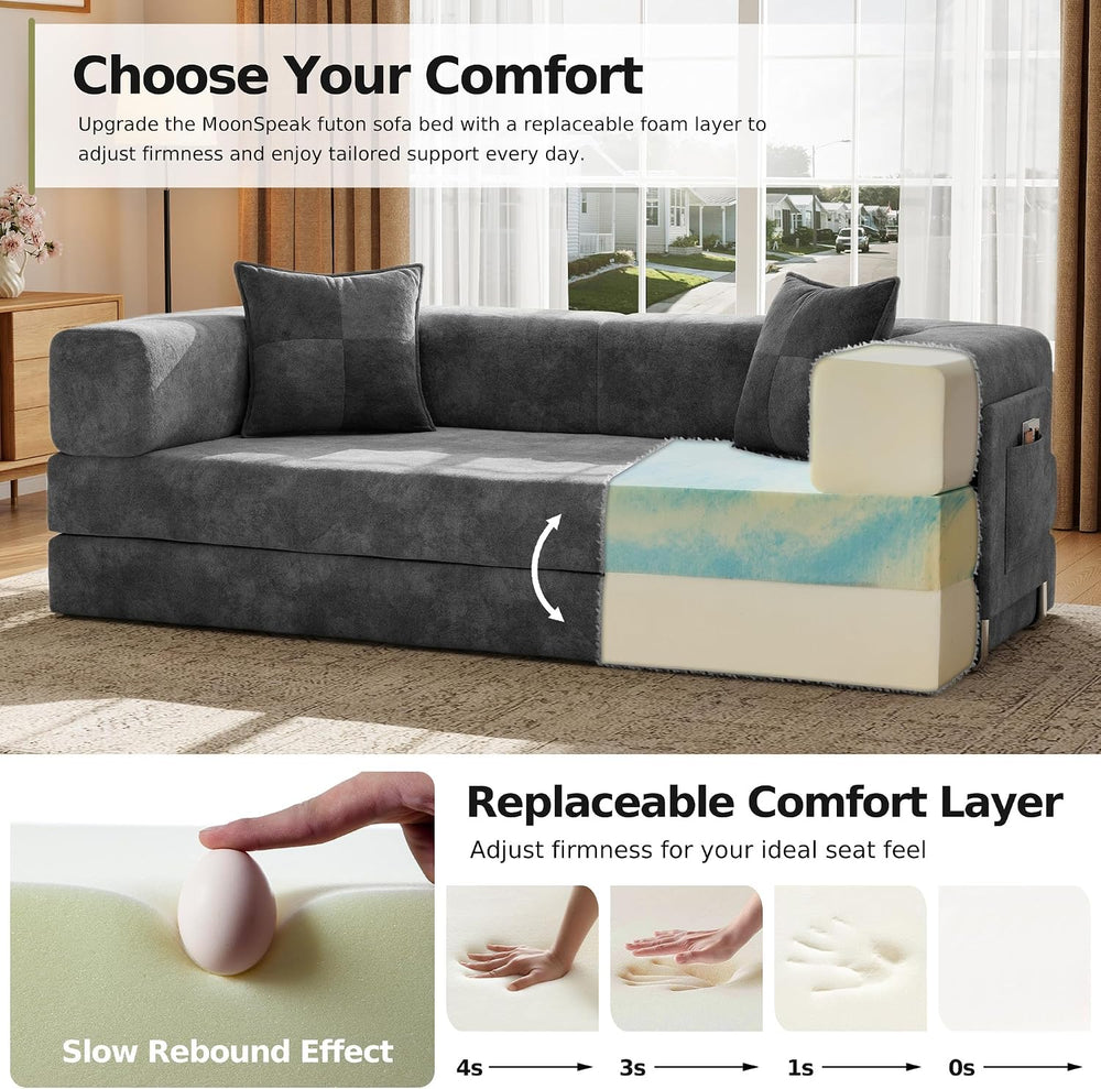MoonSpeak 79" Convertible Sofa Bed, Boneless Couch for Living Room.