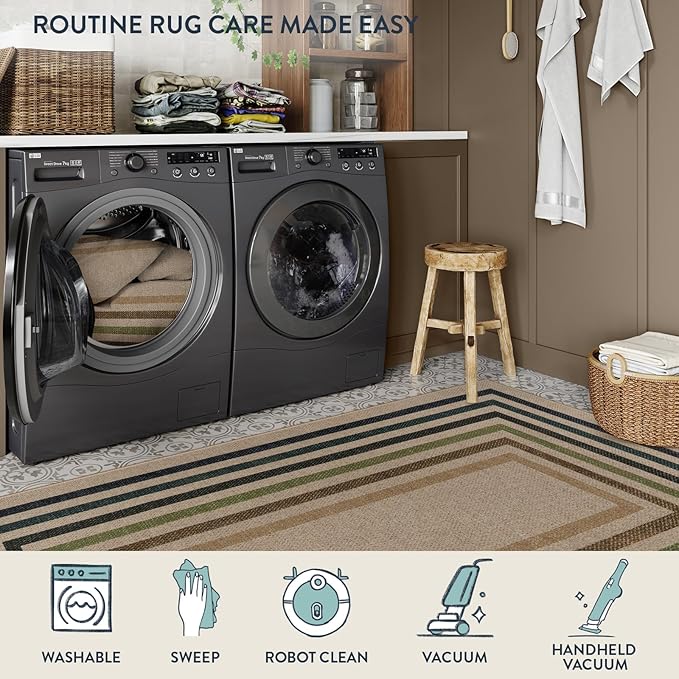 Lahome Enfys Modern Geometric Easy Jute Rug, 4x6 Washable Indoor Outdoor Carpet - Image 6