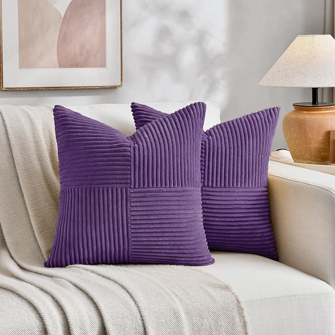 Fancy Homi 2 Packs Purple Big Decorative Throw Pillow Covers 24x24 Inch - Image 5