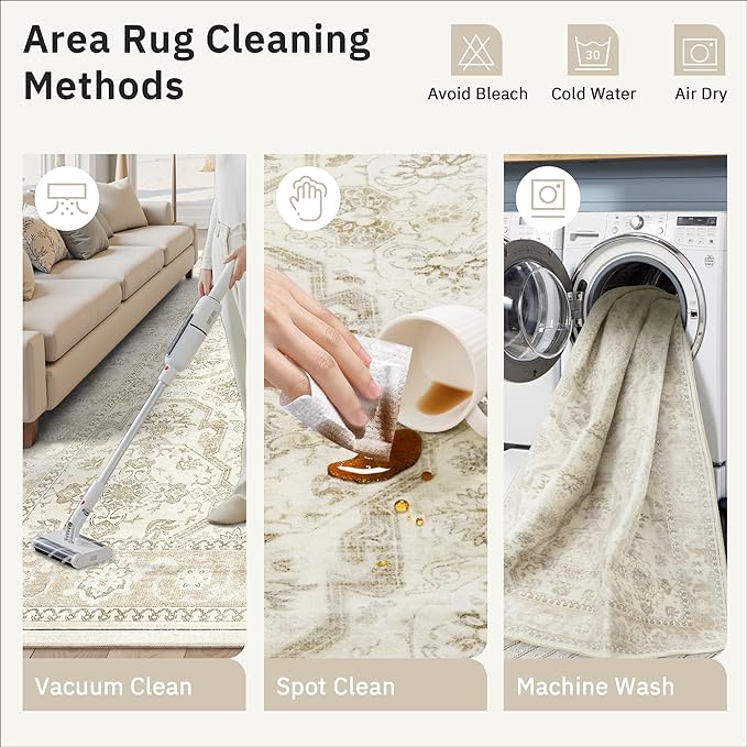 Area Rug 6x9, Washable Rugs, Stain Resistant Gray Area Rugs - Image 9