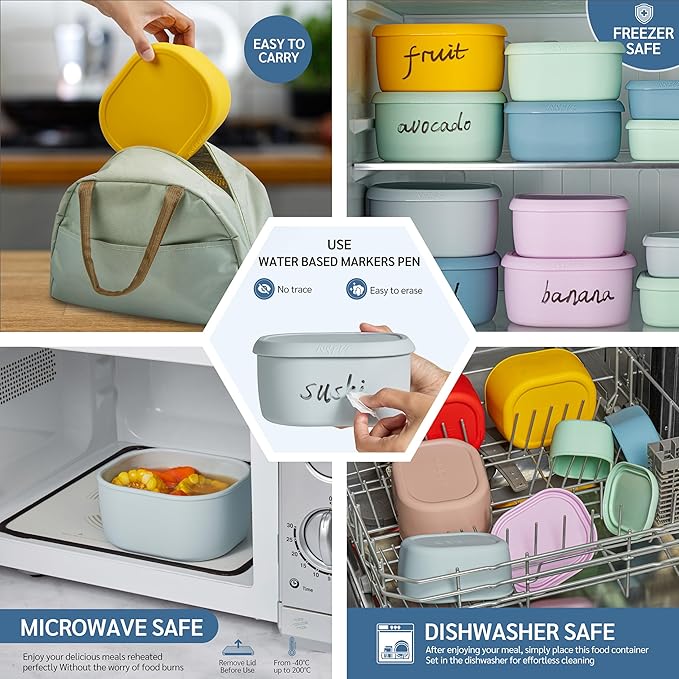 ISSEVE 12Pcs/Set Nesting Silicone Food Storage Containers - Image 6