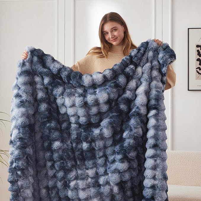 COOVA Faux Fur Throw Blanket for Couch, Cozy Soft and Fuzzy Plush Rabbit Fur - Image 4