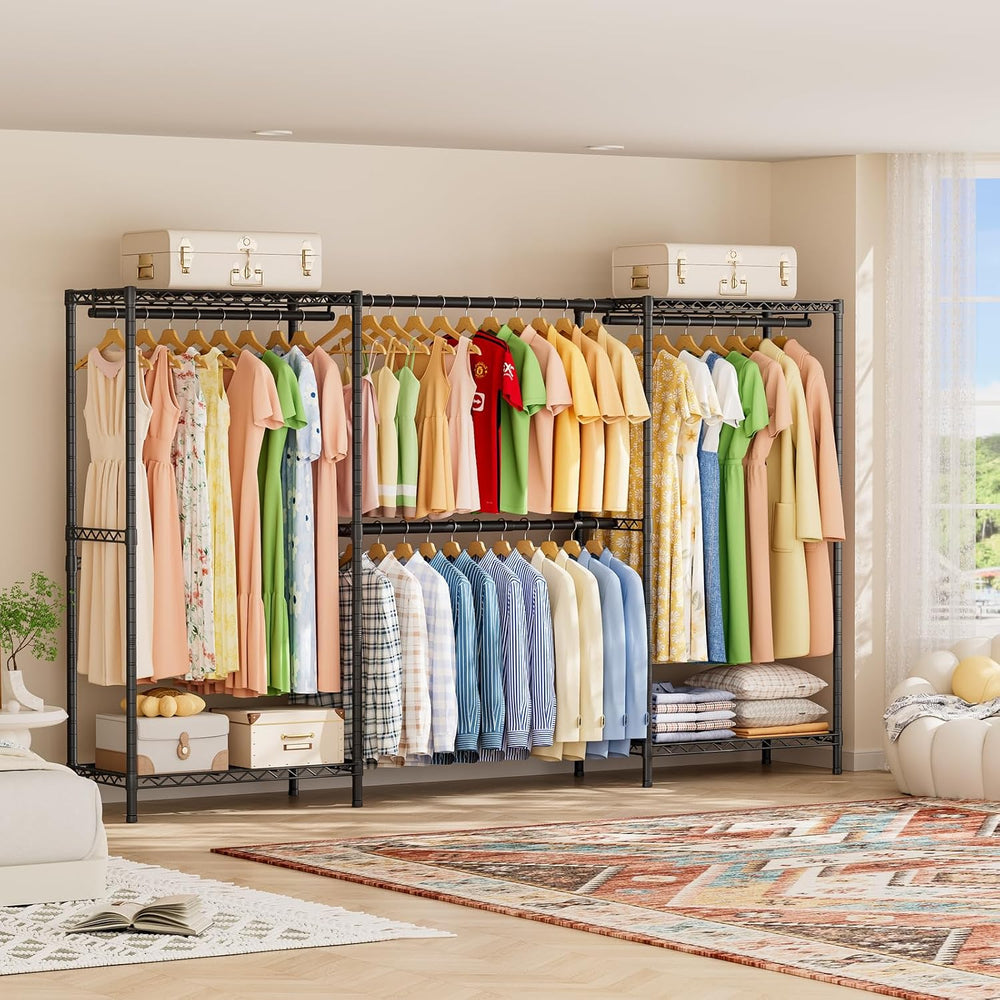 Heavy Duty Portable Closet Metal Clothes Racks Wardrobe with Shelf