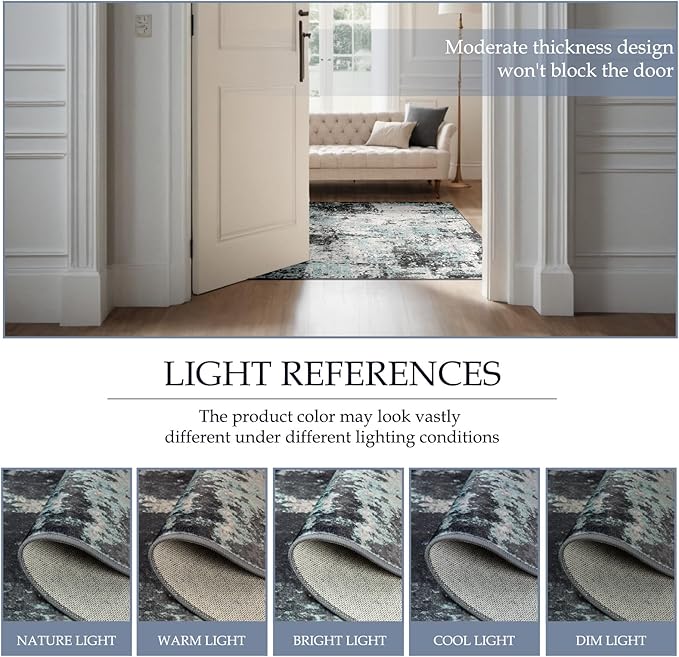 Washable Area Rugs 9'x12' Non-Slip Modern Abstract Soft - Image 5