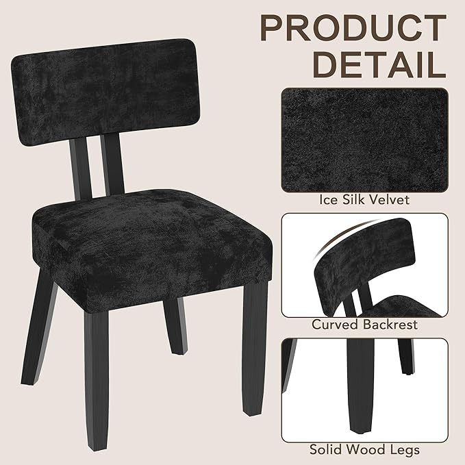GOTMINSI Mid Century Modern Dining Chairs,Velvet Farmhouse Upholstered Kitche...