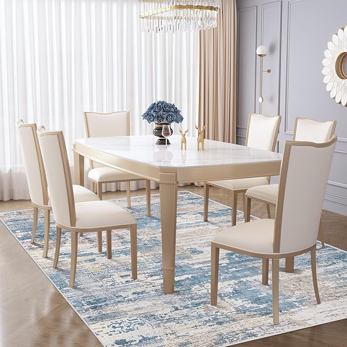 5x7 Area Rugs for Living Room, Washable Modern Abstract Large Area Rug Neutral - Image 5