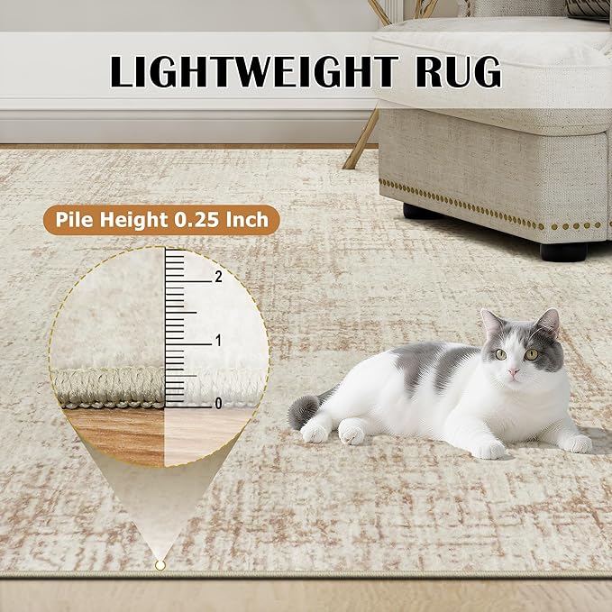 9x12 Area Rugs for Living Room Washable Rug: Anti-Skid Abstract Modern Living - Image 7