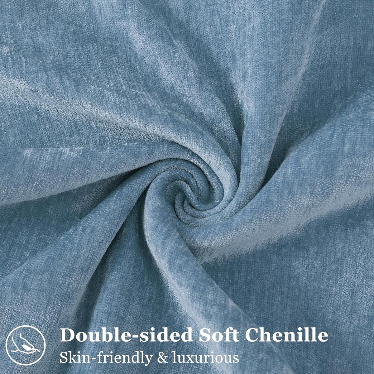 decoruhome chenille blue grey velvet throw pillow covers shown in use