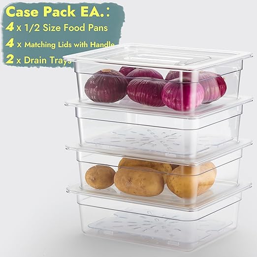 CURTA 4-Pack 1/2 Size 4" Deep NSF Polycarbonate Food Pans