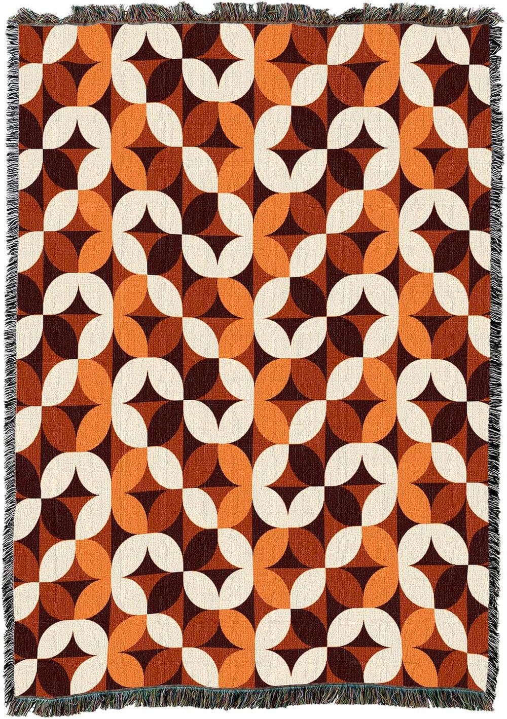 Pure Country Weavers Geo Flowers Orange Blanket - Mid Century Modern - Gift T...