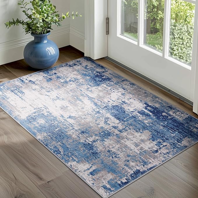 Washable Area Rugs 4'x5' Non-Slip Modern Abstract Soft - Image 8