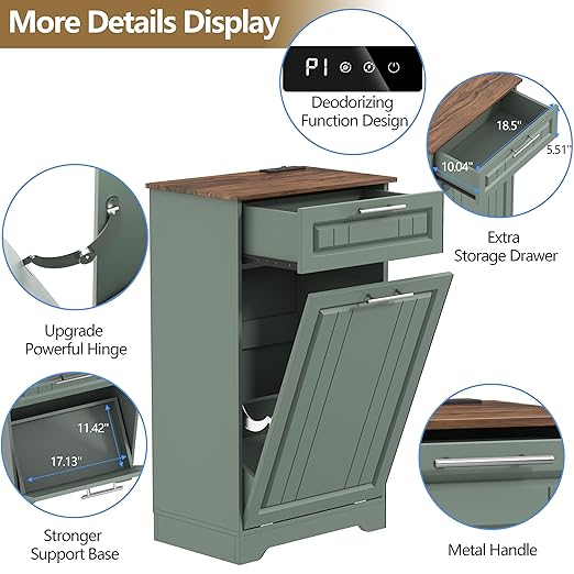 Single 10 Gallon Tilt Out Trash Can Cabinet