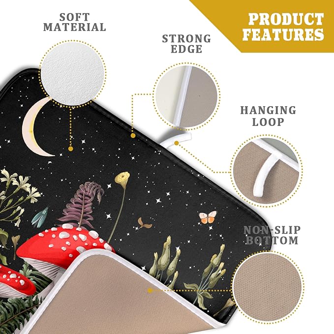 Red Mushroom Dish Drying Mat for Kitchen Counter Plant Leaves Drainer Mats Rack - Image 4