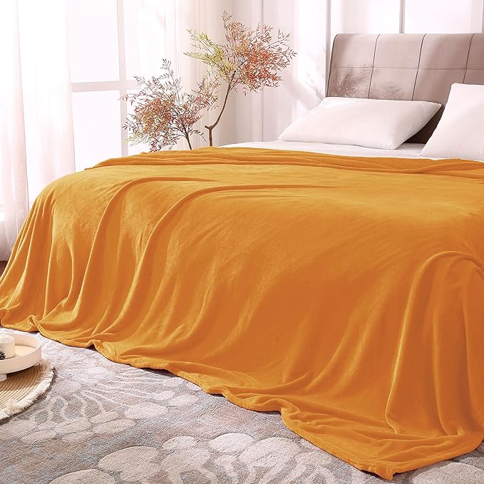BEDELITE Fleece Blankets Queen Size Burnt Orange Throw Blankets by BEDELITE