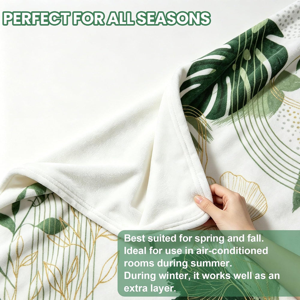 Sage Green Leaf Twin Blanket, 60x80 in