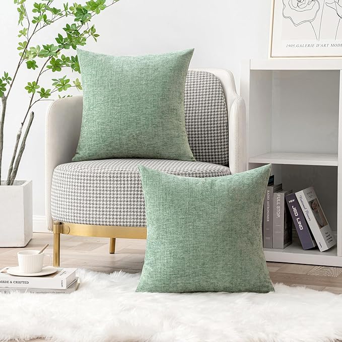 MIULEE Pack of 2 Couch Throw Pillow Covers 18x18 Inch Soft Greyish Green - Image 5