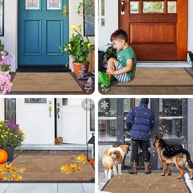 Smiry Front Door Mat Outside Entrance, Heavy Duty Sturdy Natural Rubber Doormat - Image 7