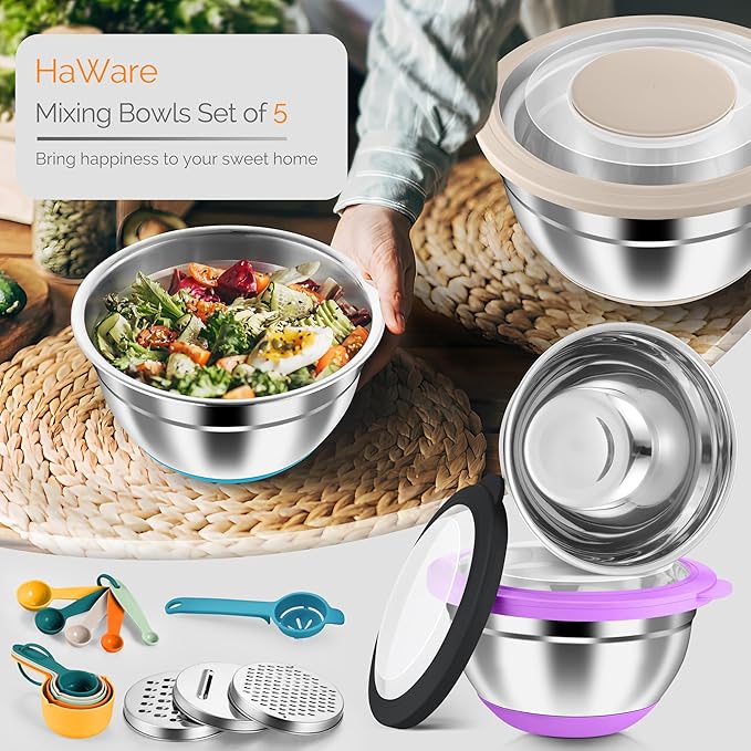 HaWare Mixing Bowls, 24-Piece Stainless Steel Salad Serving Bowl - Image 7