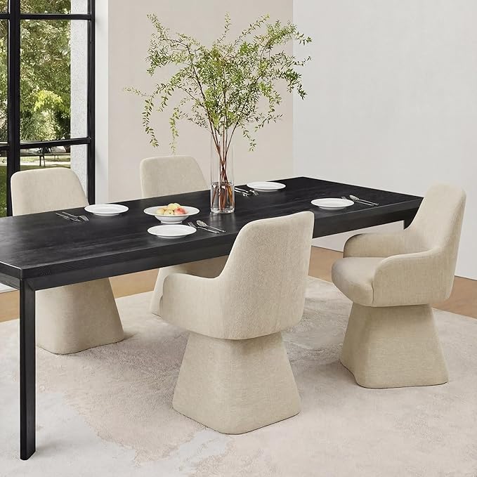 Swivel Dining Chairs Set of 2, Mid Century Modern Chairs Fabric Upholstered A...