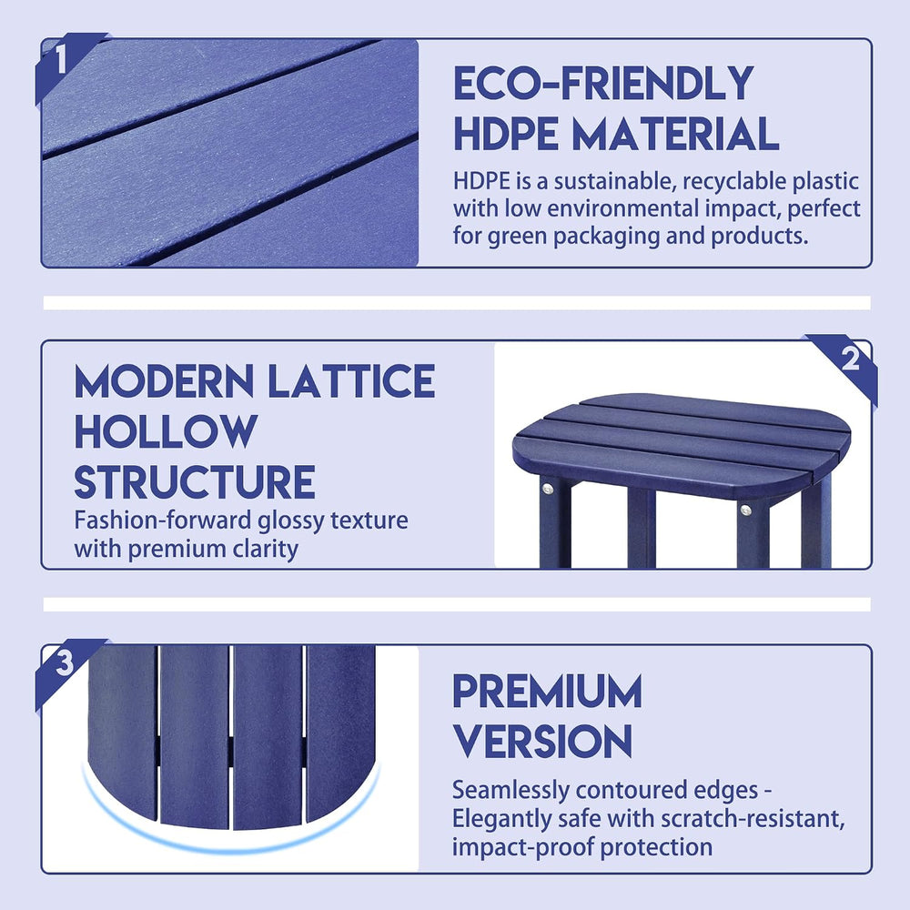 LZRS 2-Tier Patio Side Table, Heavy Duty HDPE Outdoor End Table with Wood Tex...