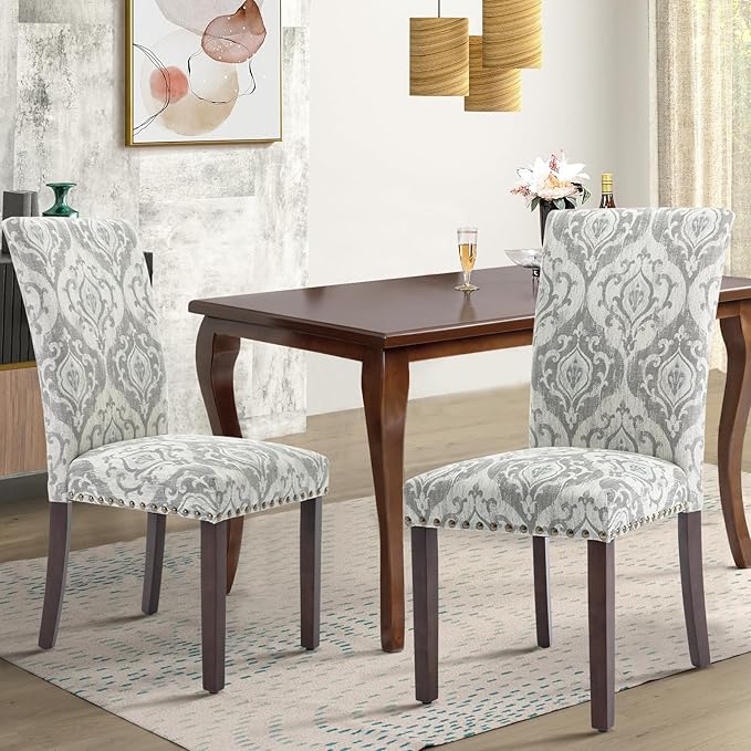 COLAMY Upholstered Parsons Dining Chairs Set of 4, Fabric Dining Room Kitchen...