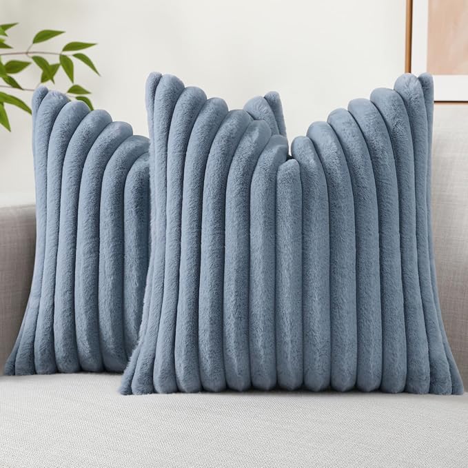 decorUhome Cozy Faux Fur Throw Pillow Covers 20x20 Set of 2 Decorative Soft by decorUhome
