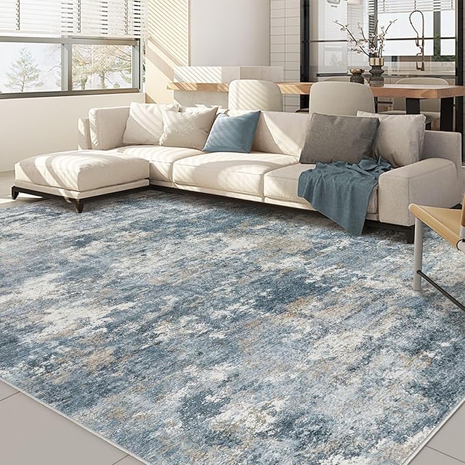 Nakagishi 8x10 Area Rugs Living Room: Washable Abstract Large Neutral Soft Rug by NakagishiAreaRug