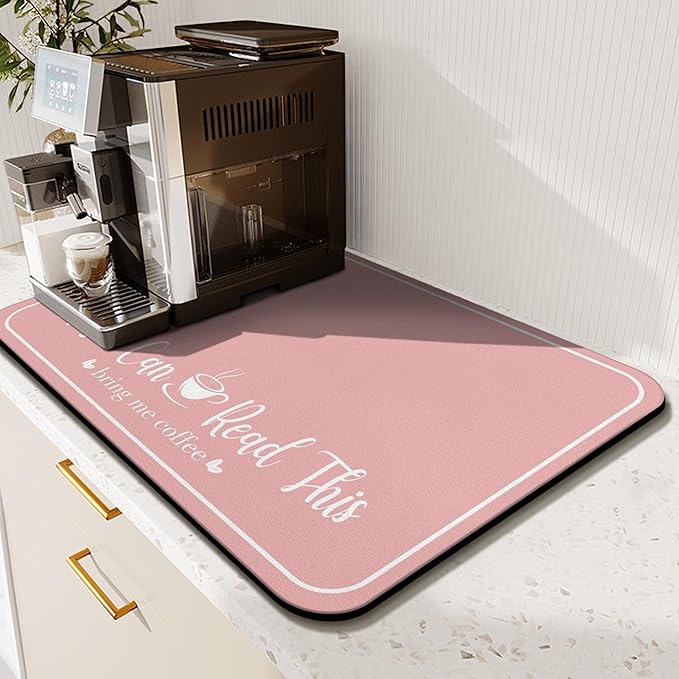 Coffee Bar Mat for Countertops 31.5inx17in, Absorbent Hide Stain Anti-Slip Cafe by Kuyig+Home