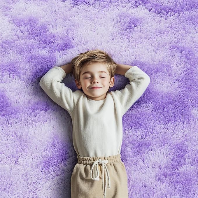 Small Rug Throw Rugs for Bedroom, Mini Area Rug, Fluffy Purple Carpet, - Image 8