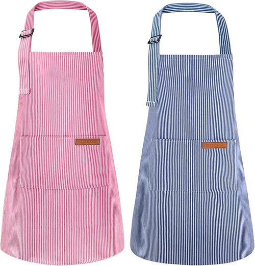 2 Pack Stripes Kids Apron, Kids Cooking Aprons by XLSXEXCL