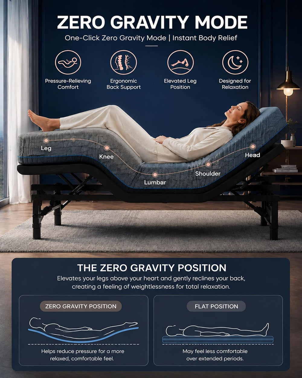 Marsail Adjustable Bed Frame Queen,Electric Bed with Massage and Remote