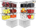 12 Pack Plastic Food Pan with Lid 1/6 Size 4 Inch Deep Restaurant Clear Food by HNEDSEN