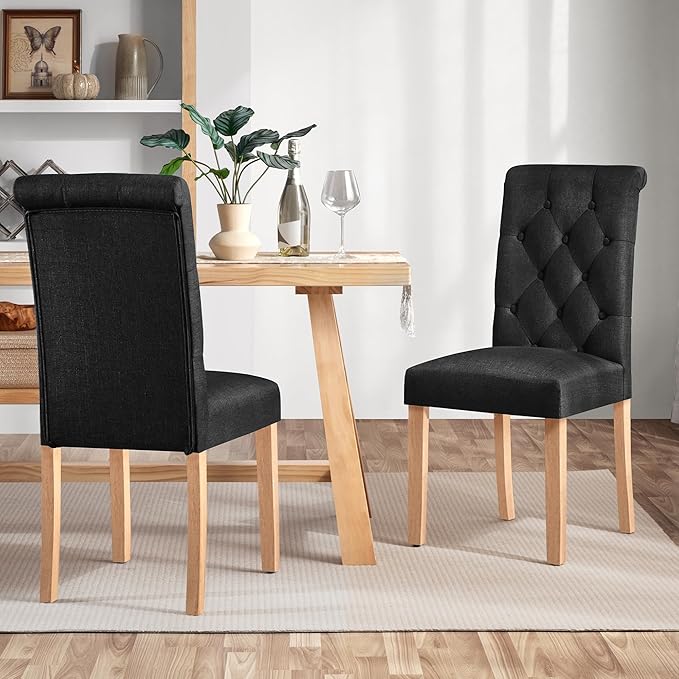 Yaheetech Dining Chairs Set of 2 Fabric Upholstered Dining Room Chairs with B...