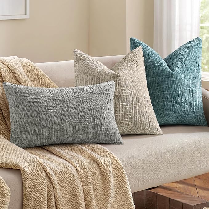 decorUhome Light Brown Chenille Throw Pillow Covers 12x20 Set of 2 Textured - Image 6