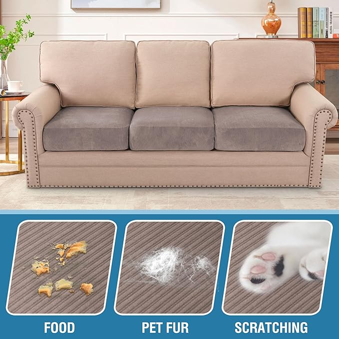 H.VERSAILTEX Velvet Stretch Couch Cushion Cover Plush Cushion Slipcover - Image 3