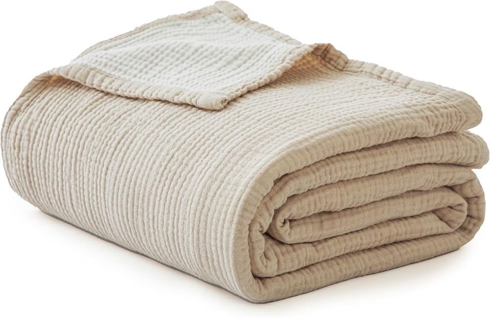 Simple&Opulence 100% Cotton Muslin Blanket King Size, Lightweight Breatha...