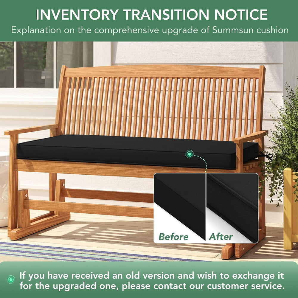Summsun Outdoor Bench Cushion Pad, 42 x 18 x 3 Inch, Black