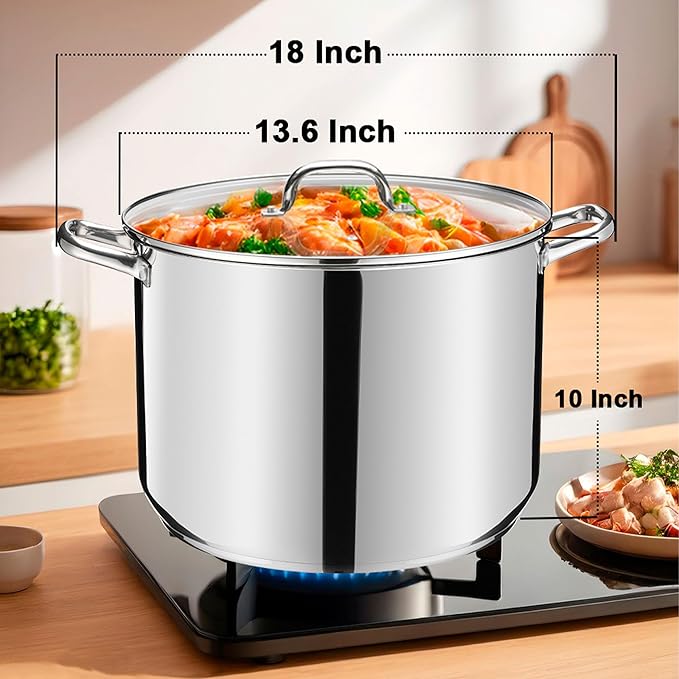 Stainless Steel Large Stock Pot, LIANYU 24 QT Heavy Duty Stockpot - Image 5