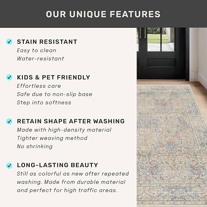 Hazo Haus Washable Dining Room Rugs, 7x9 Area Rug - Image 7
