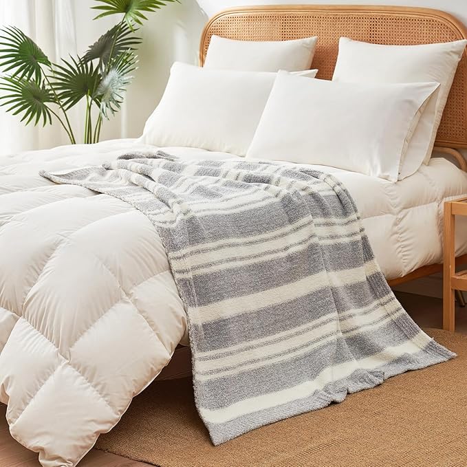 Snuggle Sac Grey Stripe Knitted Throw Blanket - Image 7