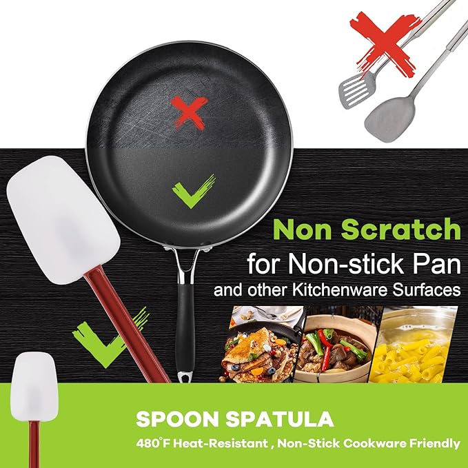 Commercial Spoonula Rubber Spatula Set, High Heat Spatula Spoon 9.5 Inches - Image 4