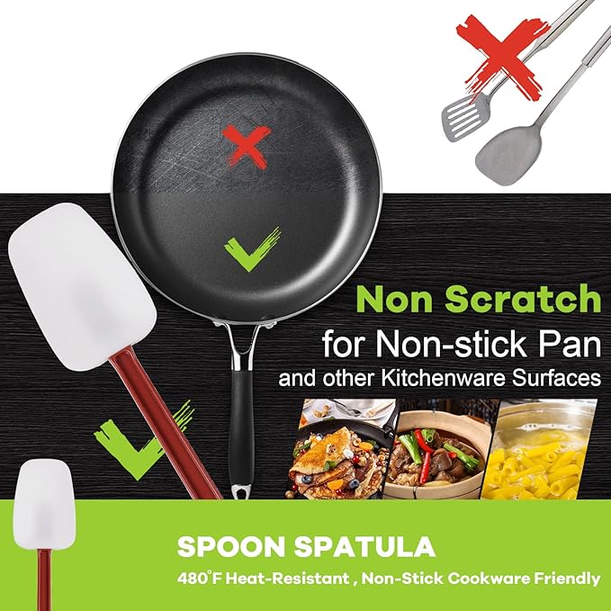 Commercial Spoonula Rubber Spatula Set, High Heat Spatula Spoon 9.5 Inches - Image 2