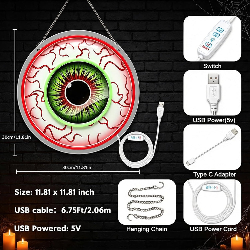 Eyeball Neon Signs Halloween Decorations, Dimmable Neon Lights Wall Decor