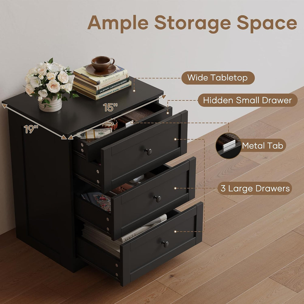 wanan Dresser for Bedroom Set of 2, Black Modern 19'' Wide Wood Chest...