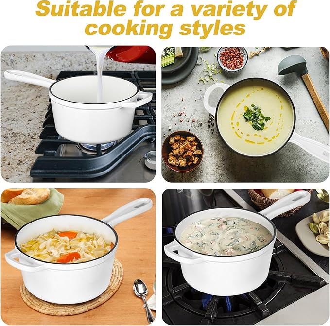 HaSteeL 1 QT Cast Iron Saucepan, Mini Enamel dutch oven