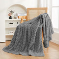 Puncuntex Grey Throw Blanket 50"×60" inches Fuzzy 3D Jacquard Decorative by Puncuntex