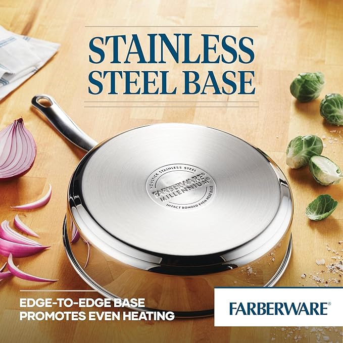 Farberware Millennium Stainless Steel Nonstick Cookware Set, 10-Piece Pot and - Image 7